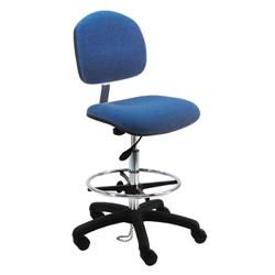 Fabric ESD Chair With Adj.Footring and Nylon Base, 19"-27" H  Single Lever Control